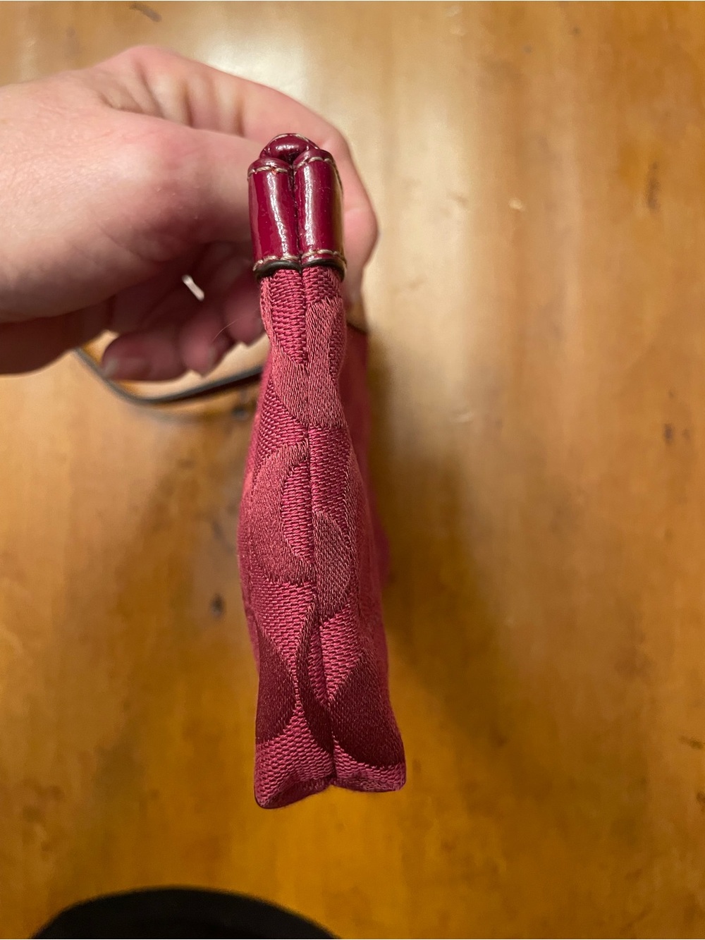 Coach Signature Jacquard Wristlet in Wine - Picture 6 of 7